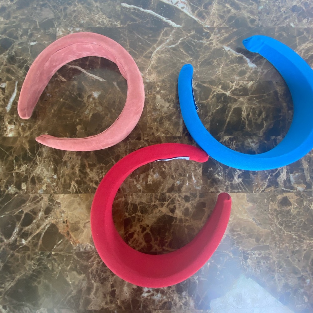 3 thick headbands - red, peach, blue